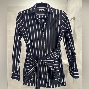 Ann Mashburn Navy Striped Button Down